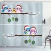 Christmas Family on Tree Print Owl Shower Curtain for Bathroom Decor