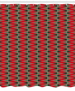 Christmas Geometric Shower Curtain Pattern, Fabric Bathroom Decor