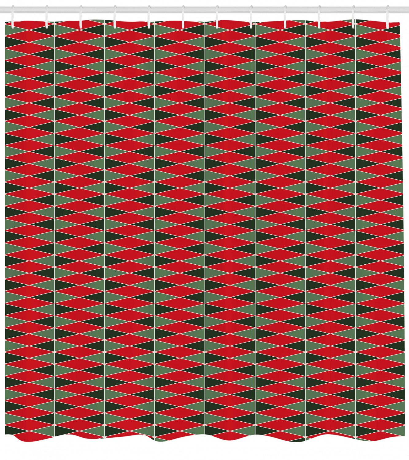 Christmas Geometric Shower Curtain Pattern, Fabric Bathroom Decor