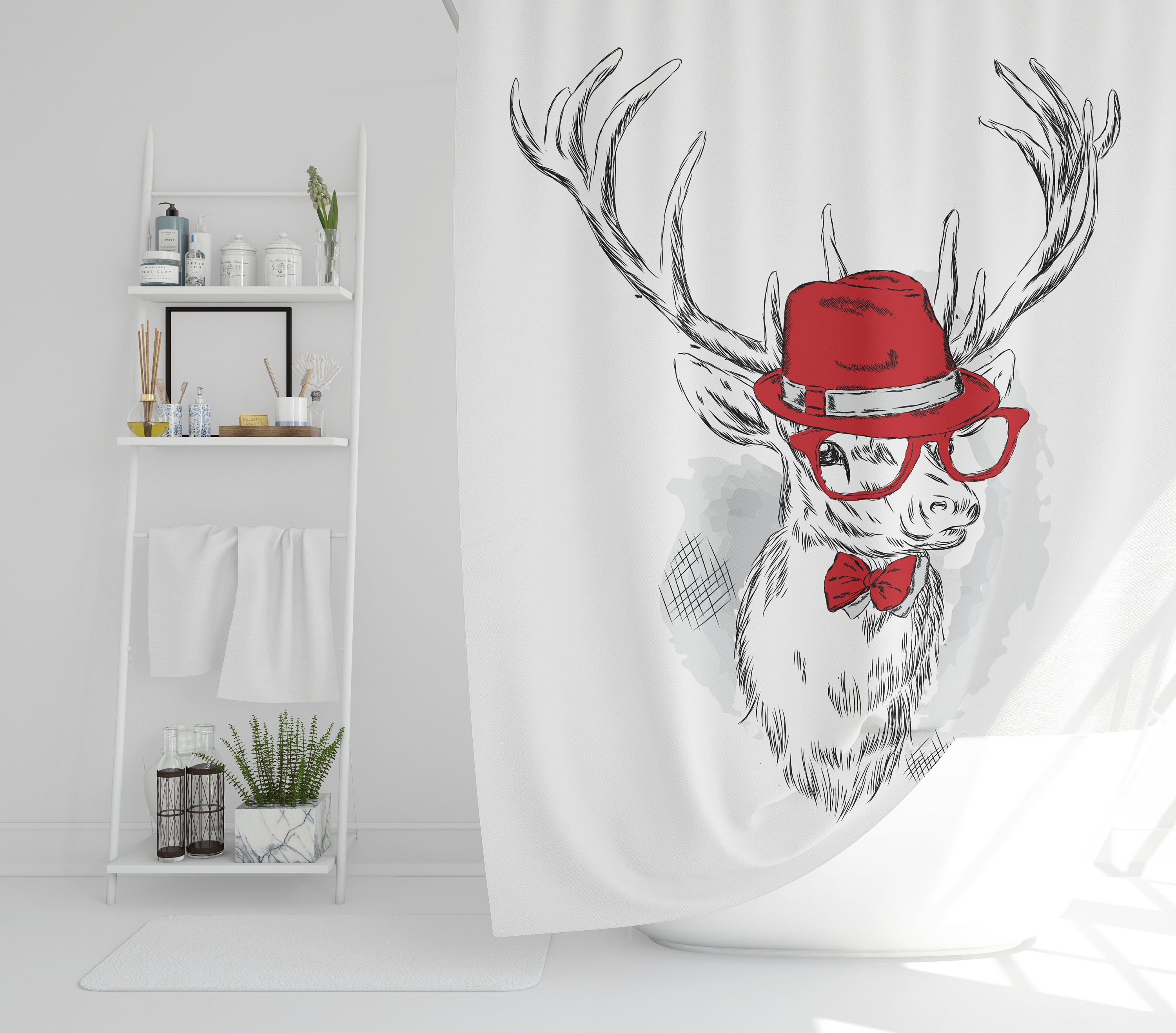 Christmas Gift Snowflake Gnome Luxury Shower Curtain for Bathroom