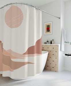 Christmas Gifts: Geometric Line Art Print Shower Curtain For Women'S Bathroom