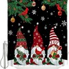 Christmas Gnome Pine Ornaments Snowflake Shower Curtain For Xmas Decor