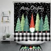 Christmas Gnome Snowflake Shower Curtain With Cartoon Tree Print For Festive Bathrooms