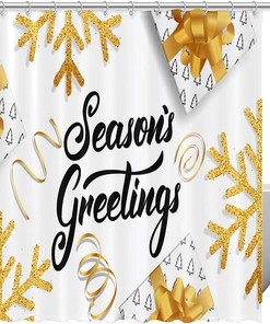 Christmas Gold Snowflake Luxury Shower Curtains for Bathroom Decor