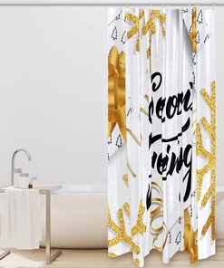 Christmas Gold Snowflake Luxury Shower Curtains for Bathroom Decor