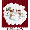 Christmas Golden Deer Elk Red Bathroom Set With Waterproof Fabric Shower Curtain