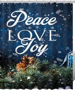 Christmas Peace and Love Snowflakes Colorful Shower Curtain