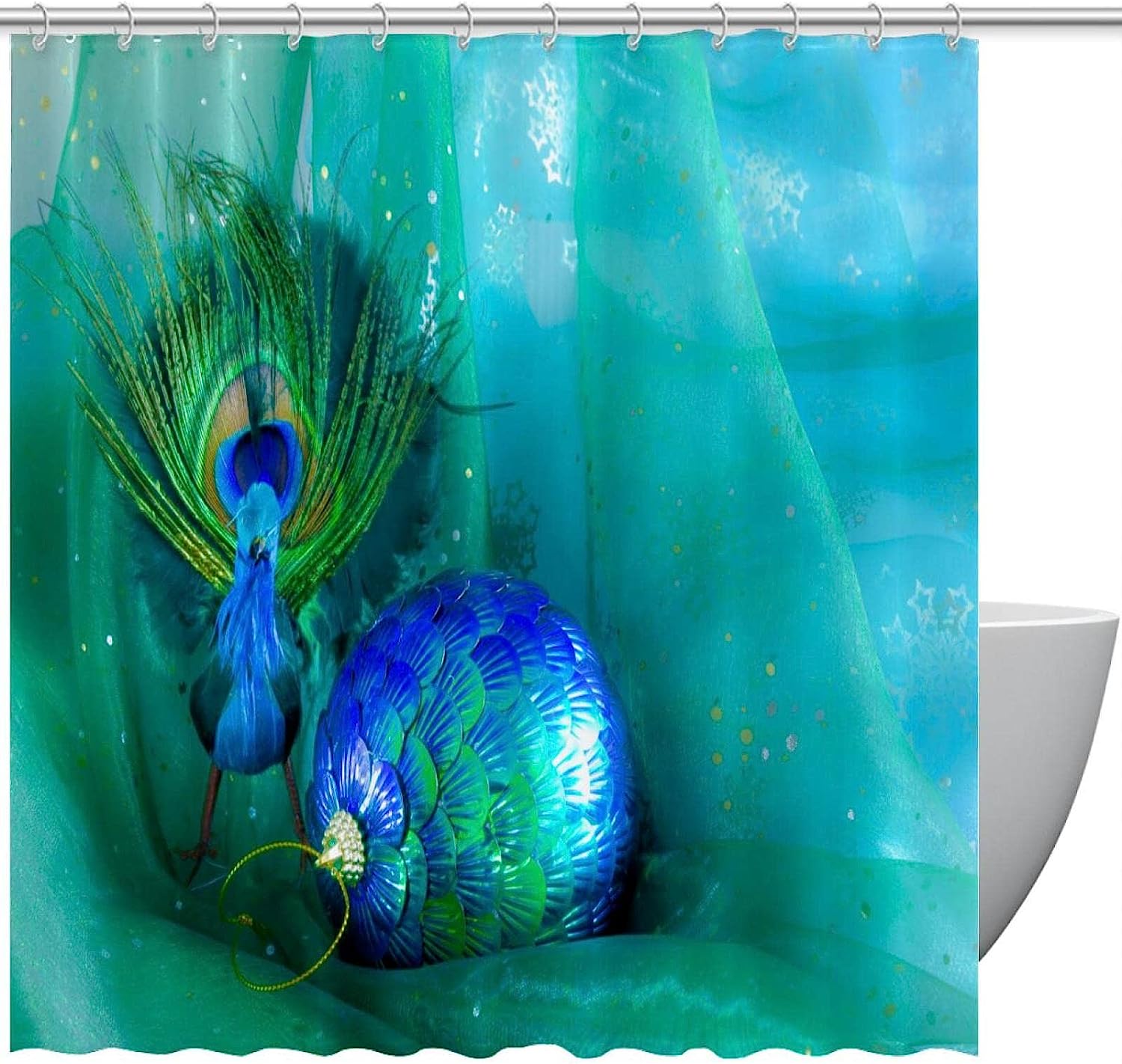 Christmas Peacock Father Best Shower Curtain for Bathroom