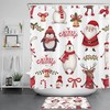 Christmas Penguin, Polar Bear, And Santa Claus Print Shower Curtain For Bathroom Accessory