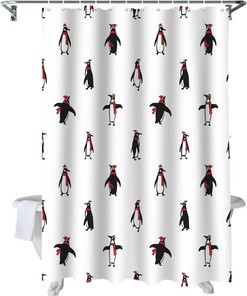 Christmas Penguin Shower Curtain For Festive Bathroom Decor