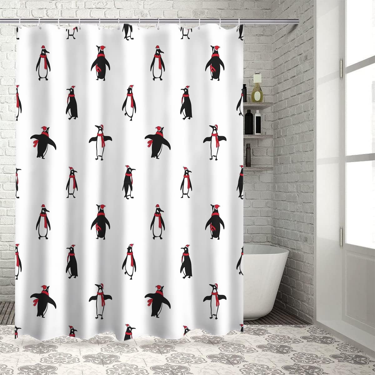Christmas Penguin Shower Curtain For Festive Bathroom Decor - Image 4