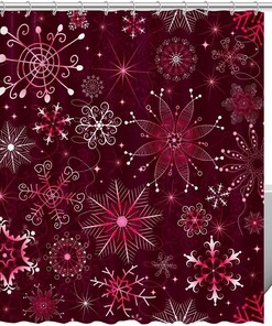 Christmas Purple Snowflakes Luxury Shower Curtain for Bathroom Decor
