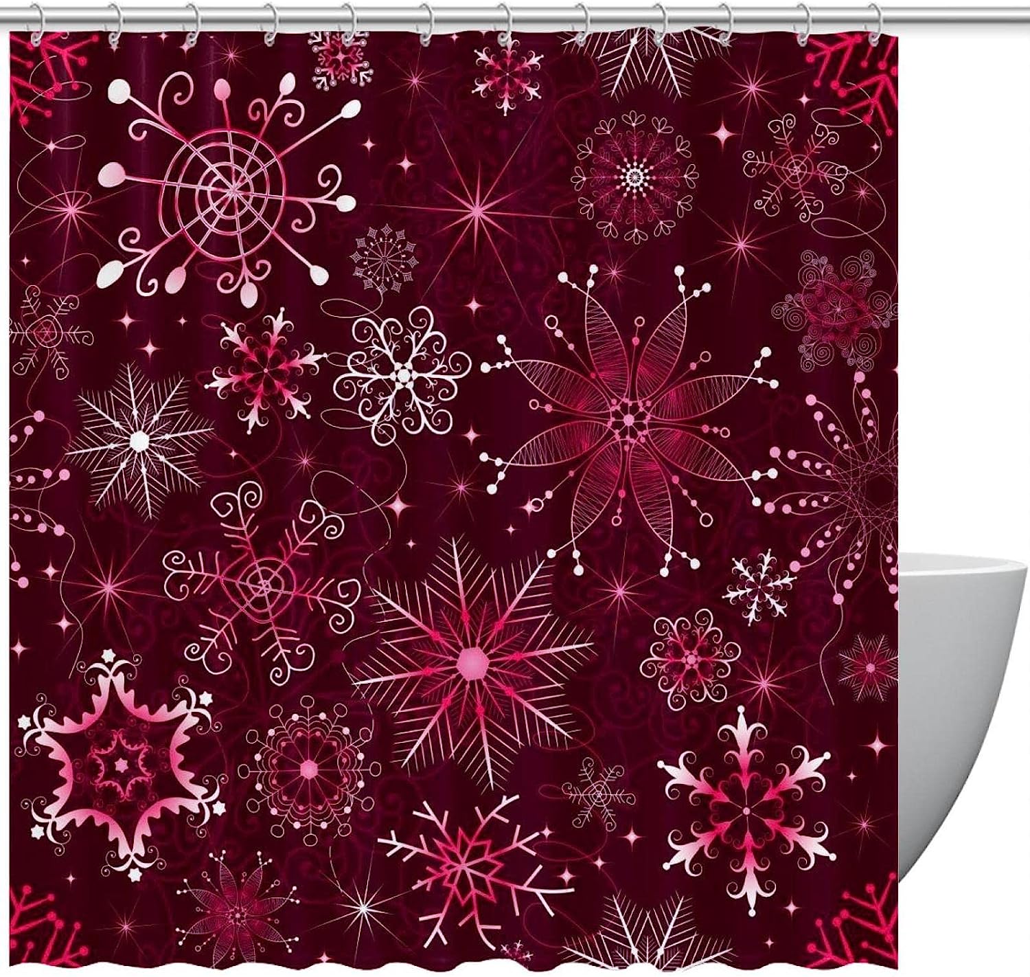 Christmas Purple Snowflakes Luxury Shower Curtain for Bathroom Decor