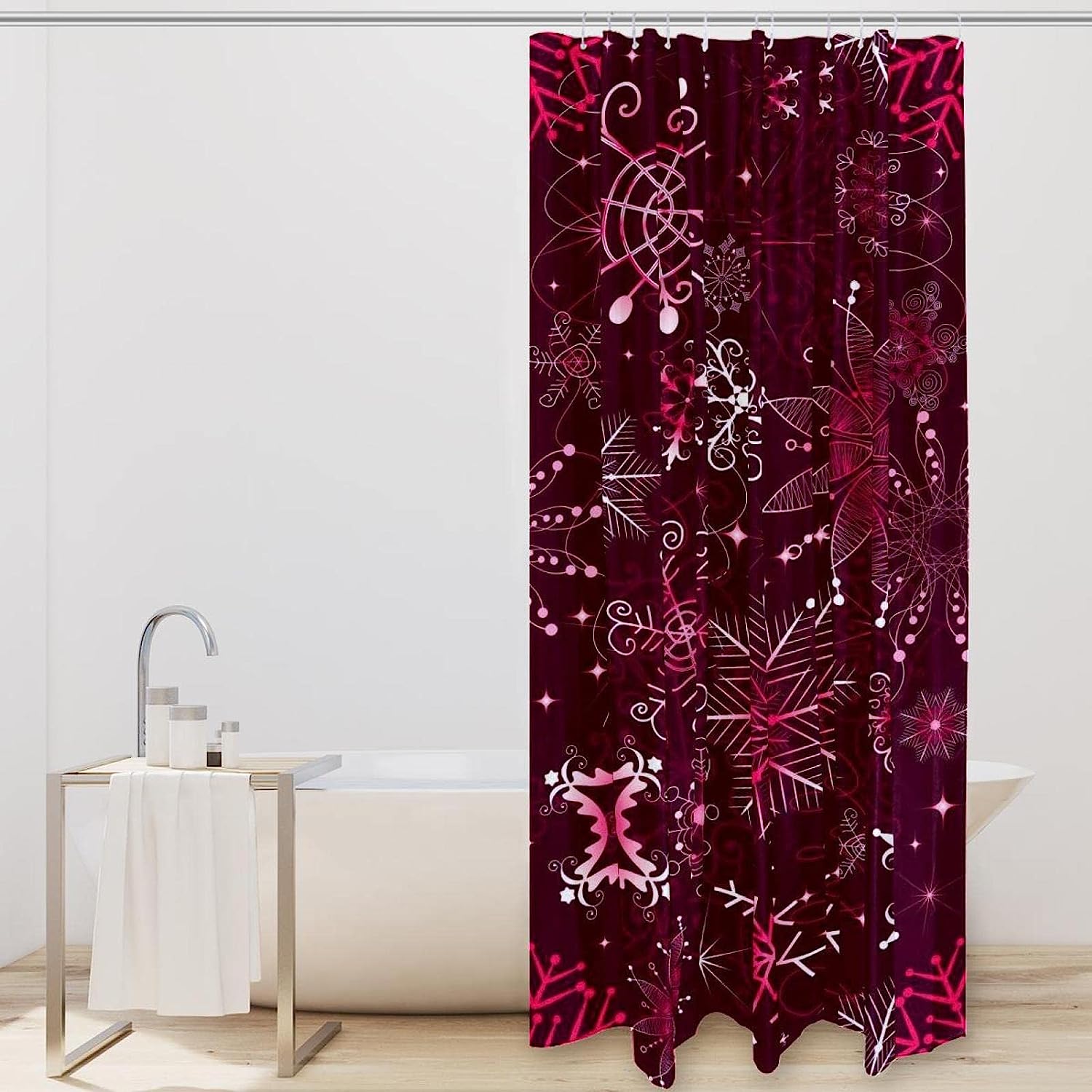 Christmas Purple Snowflakes Luxury Shower Curtain for Bathroom Decor