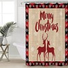 Christmas Red Elk Reindeer Snowflake Shower Curtain, Buffalo Plaid Bathroom Decor