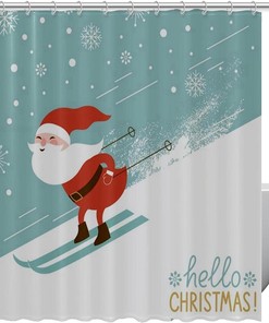 Christmas Santa Claus Snowflake Colorful Shower Curtain for Bathroom