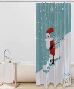 Christmas Santa Claus Snowflake Colorful Shower Curtain for Bathroom