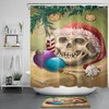 Christmas Santa Hat Halloween Skull Waterproof Fabric Shower Curtain Set with 12 Hooks