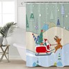 Christmas Santa Shower Curtain with Winter Snowflake and Xmas Tree Gifts Deer 