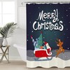 Christmas Santa Shower Curtain with Xmas Tree Winter Snowflake and Deer Design 