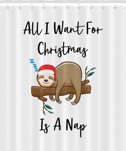 Christmas Sloth Shower Curtain for Bathroom Decor