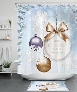 Christmas Snowflake Balls Shower Curtain For A Festive Bathroom