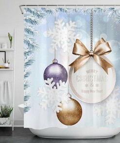Christmas Snowflake Balls Shower Curtain For A Festive Bathroom