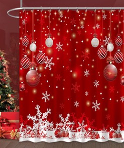 Christmas Snowflake Fabric Shower Curtain - Waterproof
