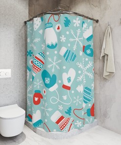 Christmas Snowflake Green Pine Tree Shower Curtain