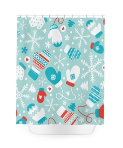 Christmas Snowflake Green Pine Tree Shower Curtain