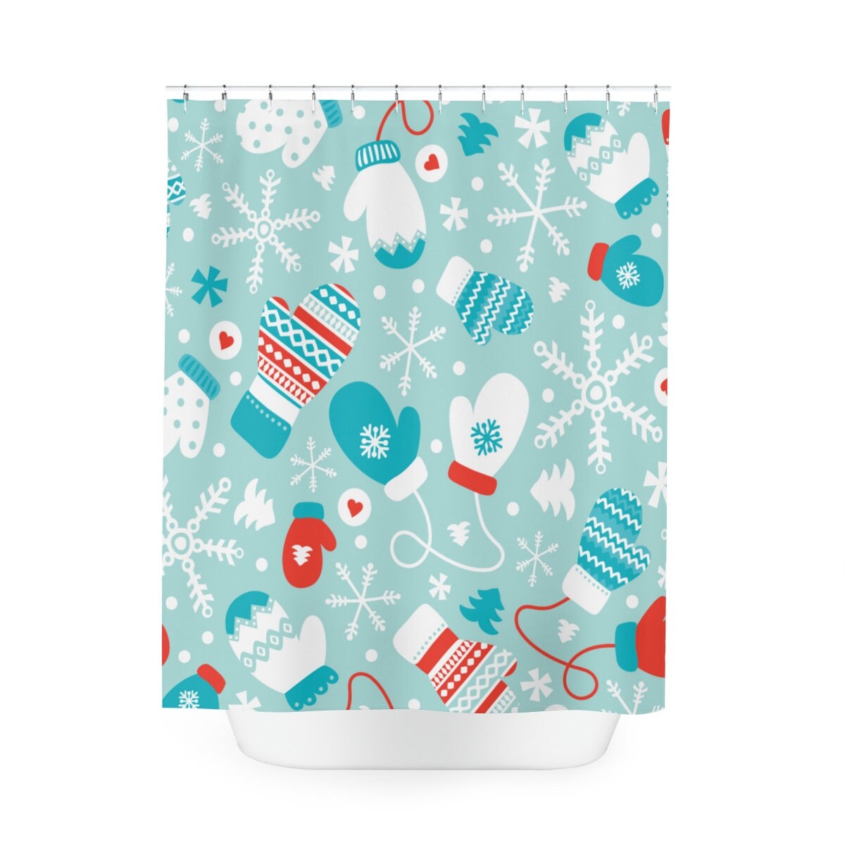 Christmas Snowflake Green Pine Tree Shower Curtain