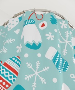 Christmas Snowflake Green Pine Tree Shower Curtain