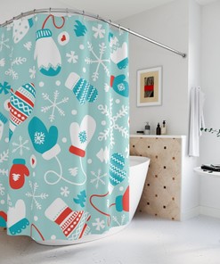 Christmas Snowflake Green Pine Tree Shower Curtain