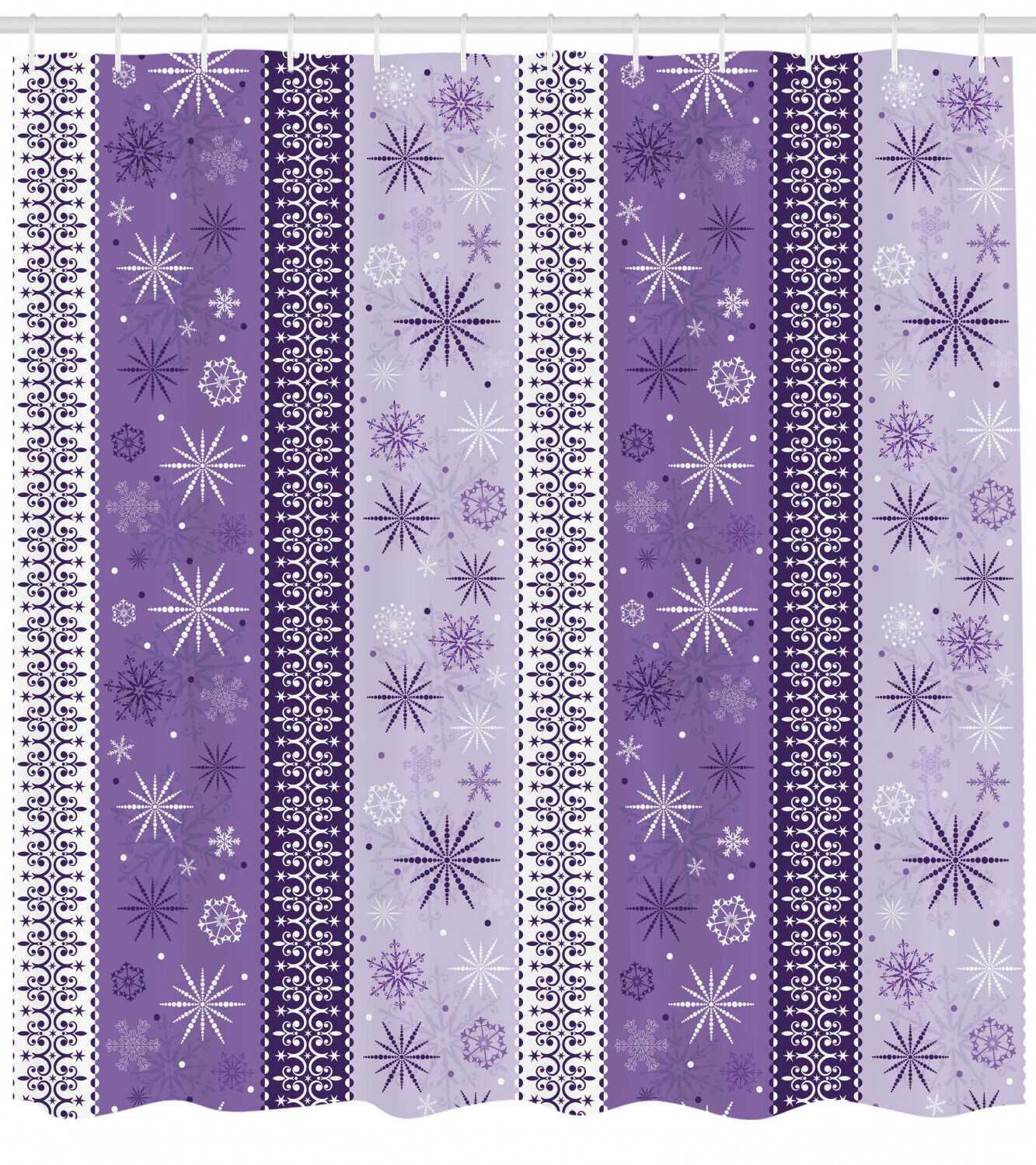 Christmas Snowflake Noel Print Ethnic Shower Curtain For Festive Bathroom