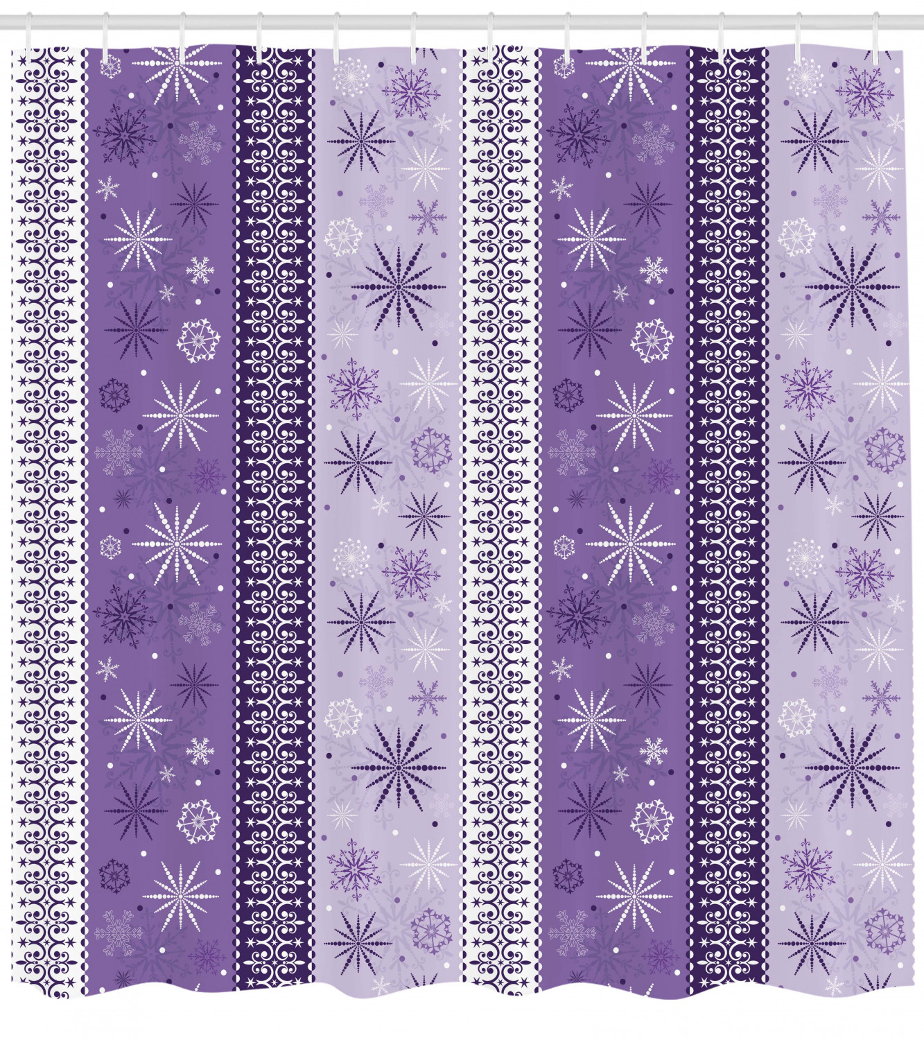 Christmas Snowflake Noel Print Ethnic Shower Curtain For Festive Bathroom