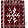 Christmas Snowflake Red Black Buffalo Lattice Privacy Bath Shower Curtain