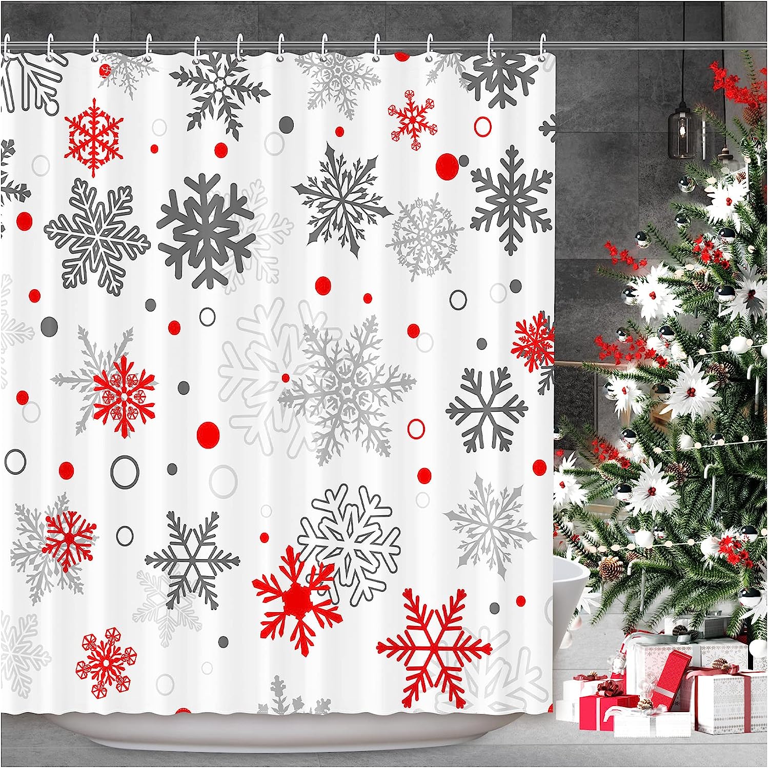 Christmas Snowflake Shower Curtain For Festive Winter Bathroom Decor