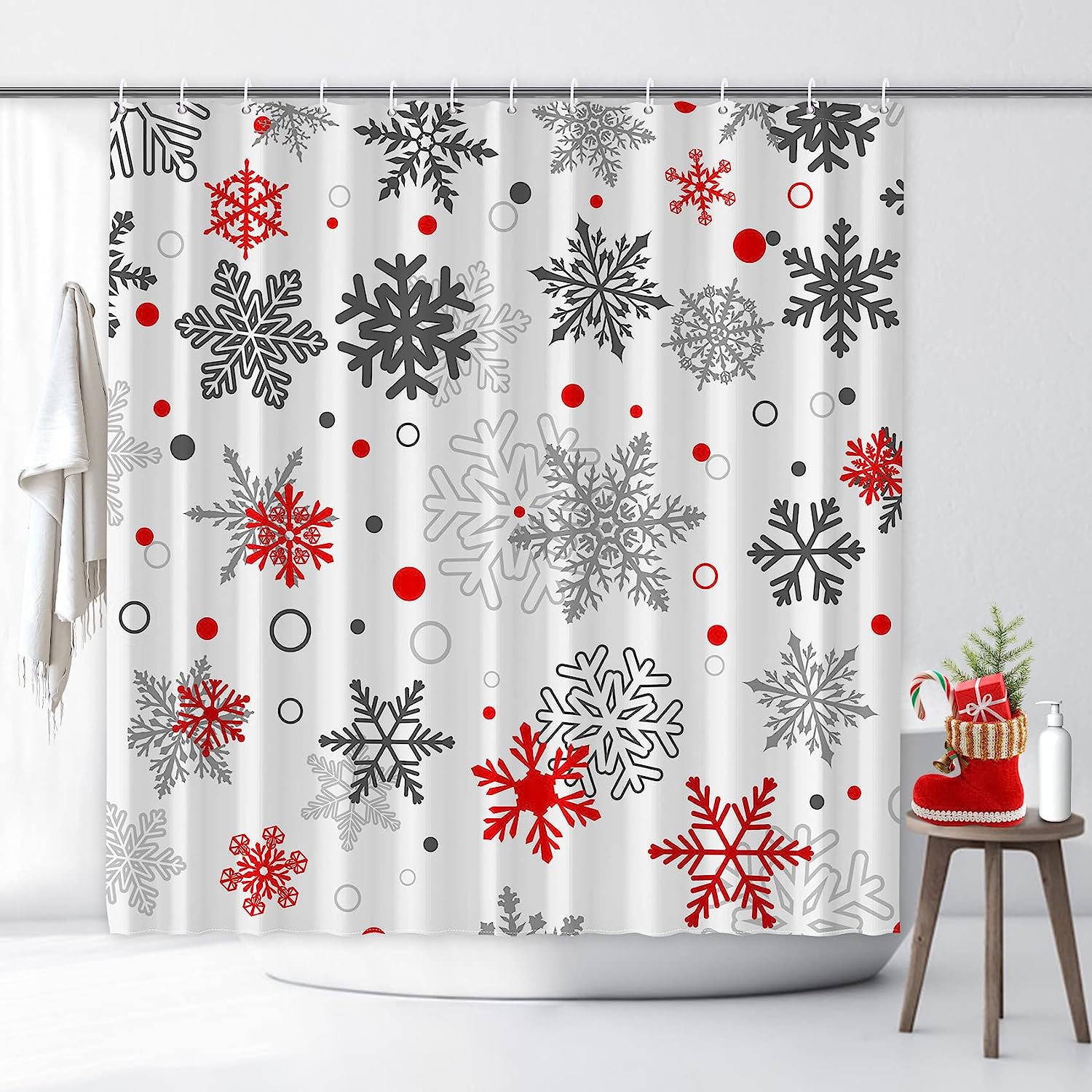 Christmas Snowflake Shower Curtain For Festive Winter Bathroom Decor - Image 2