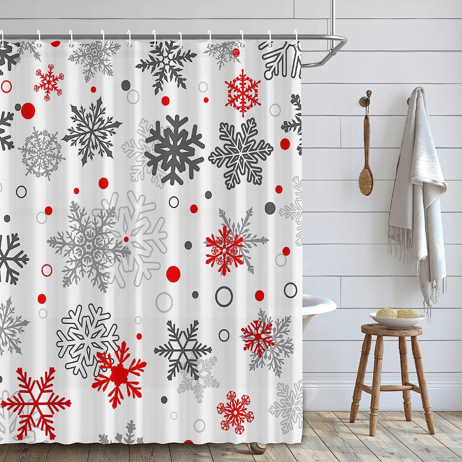 Christmas Snowflake Shower Curtain For Festive Winter Bathroom Decor - Image 4