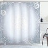 Christmas Snowflake Shower Curtain, Gentle Frame Lace Inspired Motif Print, Cloth Bathroom Decor