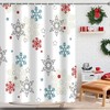 Christmas Snowflake Shower Curtain, Winter Holiday Festive Red Blue Bathroom Decor