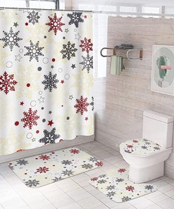 Christmas Snowflakes Shower Curtain, Festive Xmas Holiday Bathroom Decor
