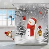 Christmas Snowman Cardinals Birds Shower Curtain For Bathtub Home Decor 