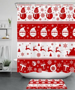 Christmas Snowman Reindeer Snowflake Ball Shower Curtain