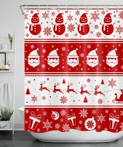 Christmas Snowman Reindeer Snowflake Ball Shower Curtain