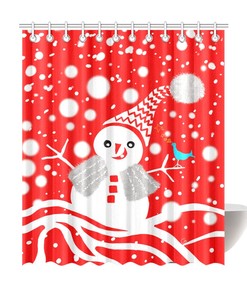 Christmas Snowman Shower Curtain - Create A Festive Atmosphere - Waterproof Bathroom Decor
