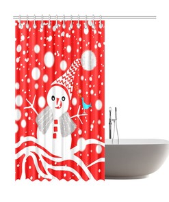 Christmas Snowman Shower Curtain - Create A Festive Atmosphere - Waterproof Bathroom Decor