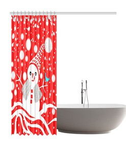 Christmas Snowman Shower Curtain - Create A Festive Atmosphere - Waterproof Bathroom Decor