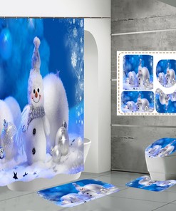 Christmas Snowman Snowflakes Shower Curtain - Festive Prints