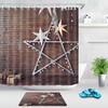 Christmas Stars Shower Curtain Rustic Brick Wall Bathroom Decorations